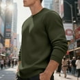 thumbnail image 1 of safuny Men's Sweatshirt Regular Crew Neck Long Sleeve Pullover Comfortable Cozy Casual Daily Tops Army Green L, 1 of 9