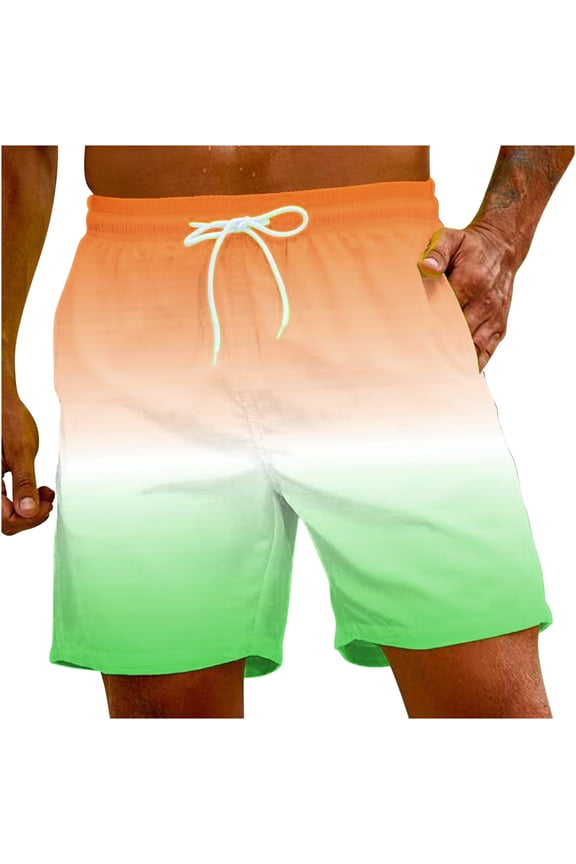 Men's Swim Trunks Beach Pants with Pocket Drawstring Pants Trendy Swimwear Bathing Suits Summer Casual Gradient Hawaii Print Holiday Multicolor M