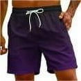 thumbnail image 1 of safuny Men's Swim Trunks Shorts Swimwear Bathing Pants Drawstring Casual Summer Relaxed Breathable Pants Gradient Color Teens Boys Fashion Trousers Athletic Clearance Purple L, 1 of 9