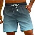 thumbnail image 1 of safuny Men's Swim Trunks Shorts Swimwear Bathing Pants Drawstring Casual Summer Relaxed Breathable Pants Gradient Color Teens Boys Fashion Trousers Athletic Blue M, 1 of 9