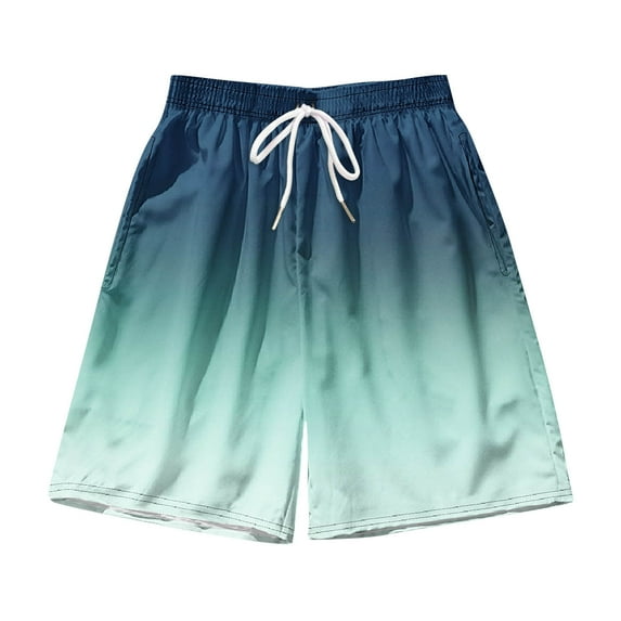 safuny Men's Swim Trunks Shorts Swimwear Bathing Pants Drawstring Casual Summer Relaxed Breathable Pants Gradient Color Teens Boys Fashion Trousers Athletic Clearance Blue XXXL