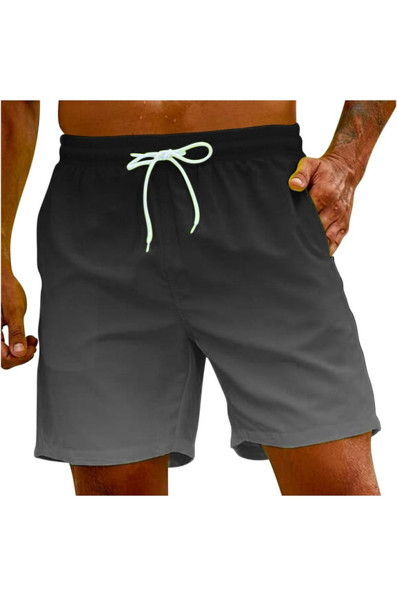 Men's Swim Trunks Shorts Swimwear Bathing Pants Drawstring Casual Summer Relaxed Breathable Pants Gradient Color Teens Boys Fashion Trousers Athletic Gray XXL