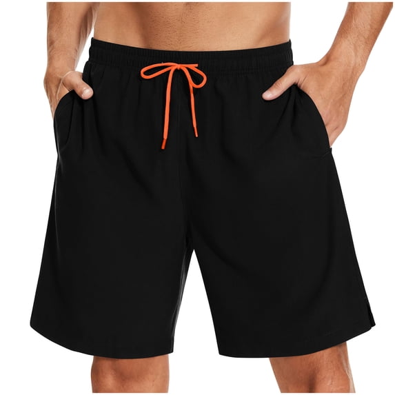 safuny Men's Swim Trunks Shorts Swimwear Pants Teens Boys Flame Graphic Gradient Color Clearance Holiday Drawstring Fashion Trousers Casual Summer Relaxed Pants Athletic Black M