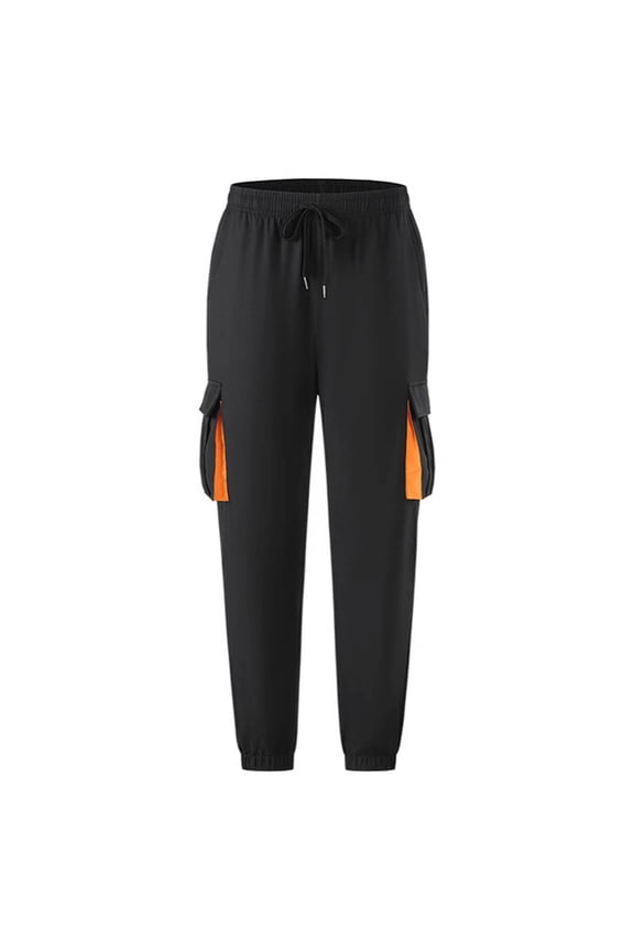 Men's Technical Pants Casual Tapered Drawstring Elastic Waist Sweatpants with Pockets Black XL