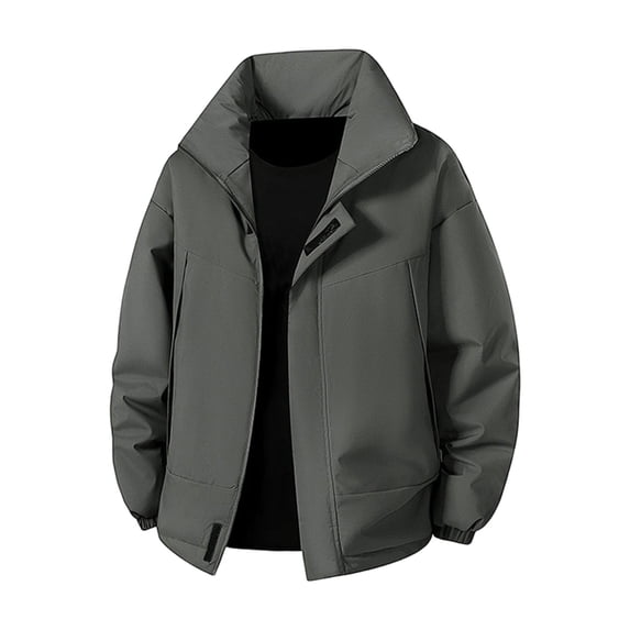 safuny Men's Thick Warm Long Sleeve Hooded Zipper Cardigan Jacket Soft Breathable Fabric Casual Outdoor Fashion Wear Ideal for Daily Activities Dark Gray L