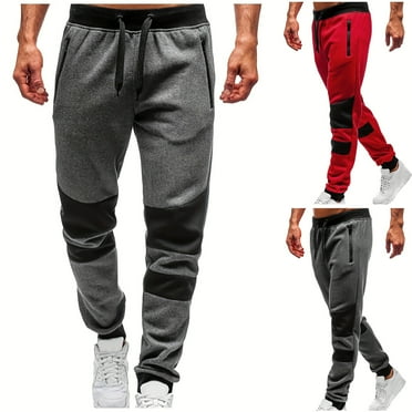 safuny Men's Track Pants Jogger Pants with Pocket Sports Sweatpants Activewear Fashion Color Block Lounge Pants Casual Elastic Waist Drawstring Trousers Big&Tall Gray L