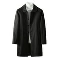 thumbnail image 1 of safuny Men's Trench Coat Mid Length Casual Button Down Windbreaker Jacket with Pockets Black L, 1 of 3