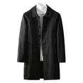 thumbnail image 1 of safuny Men's Trench Coat Mid Length Casual Button Down Windbreaker Jacket with Pockets Black XXXXL, 1 of 3