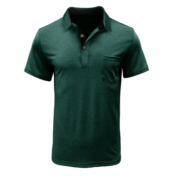 safuny Men's Trendy Solid Color Tees Summer Short Sleeve Regular Lined Business Tops Pockets Turn Down Collar Button Shirts Casual Workout Blouses Saving Activewear Green XXL