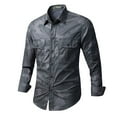 thumbnail image 1 of safuny Men's Turn Down Collar Button Sweatshirts Cargo Tops with Pockets Big&Tall Workout Long Sleeve Tees Cotton Lined Camouflage Jackets Casual Cardigans Gray XXL, 1 of 2