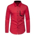 thumbnail image 1 of safuny Men's Turn Down Collar Sweatshirts Button Slim Suit Tops Big&Tall Color Block Shackets Fashion Outwear Long Sleeve Shirts Jackets Casual Cotton Red L, 1 of 6
