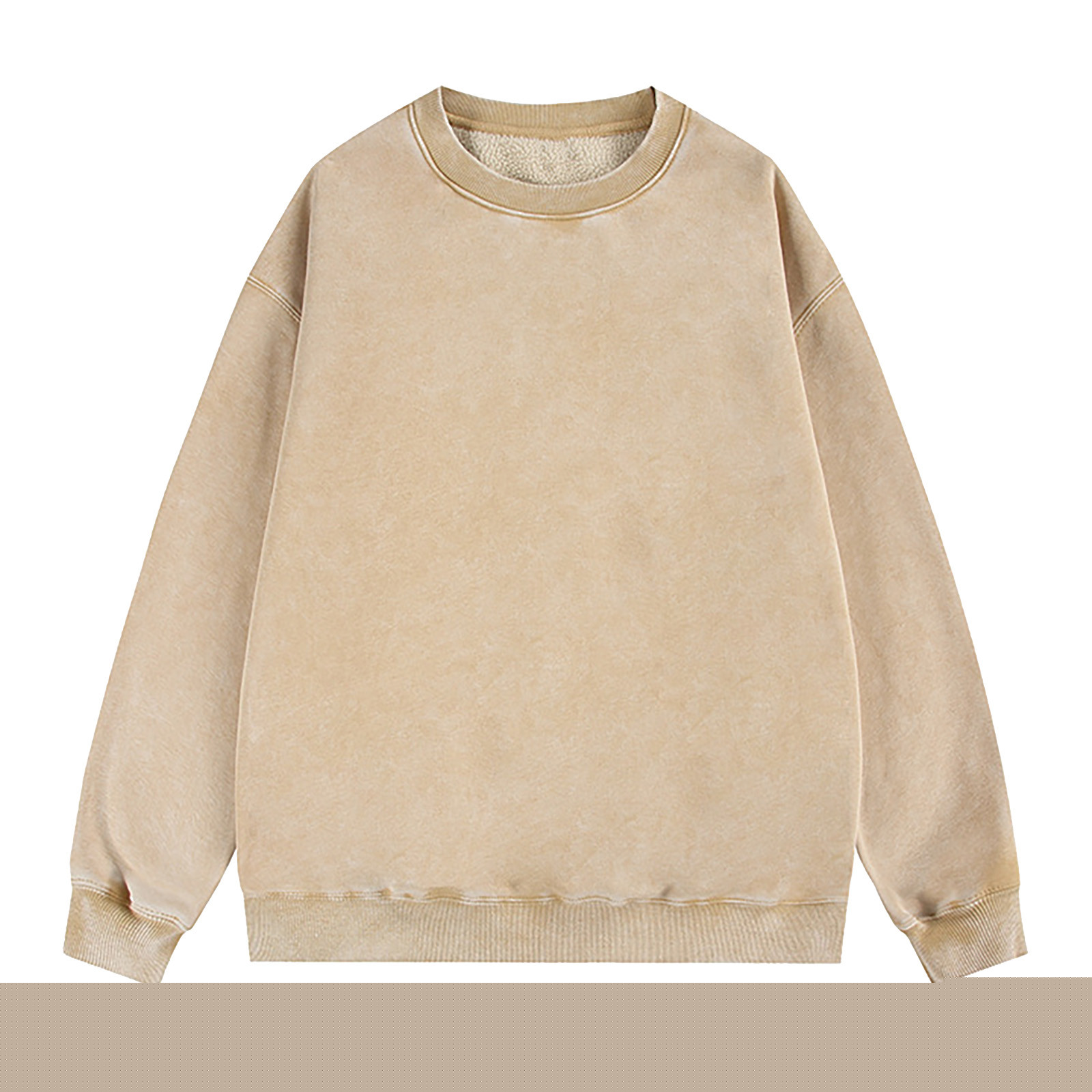 safuny Men's Vintage Casual Long Sleeve Round-Neck Blouse Solid Color Stylish Fashion Comfortable Easy to Wear Daily Casual Shirt Beige L