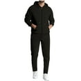 thumbnail image 1 of safuny Men's Waffle Tracksuit Sets, Zip Up Hoodies Sports Jackets with Sweatpants Workout Sweatsuits with Pockets Spring Outfits Cotton Black XXXL, 1 of 5