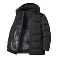 thumbnail image 1 of safuny Men's Warm Puffer Jacket Fleece Lined Hooded Winter Coat with Pockets Black XXL, 1 of 4