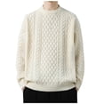 thumbnail image 1 of safuny Men's Winter Casual Activewear Loose Knitted Sweaters Big&Tall Fashion Workout Solid Color Pullover Crew Neck Ribbed Sweatshirts Relaxed Long Sleeve Shirts White M, 1 of 3