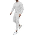 thumbnail image 1 of safuny Men's Winter Crew Neck Sweatshirts 2 Piece Loose Outfits Big&Tall Workout Fashion Pullover Long Sleeve Sports Tracksuits Casual Activewear Joggers Pants White XL, 1 of 1