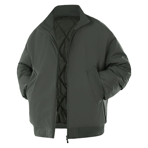 safuny Men's Winter Jacket Fleeve Lined Warm Full Zipper Casual Flight Jacket Coat with Pockets Army Green XXXL