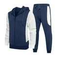 thumbnail image 1 of safuny Men's Winter Jackets 2 Piece Loose Hoodie Outfits Big&Tall Workout Long Sleeve Sports Zipper Tracksuits Casual Activewear Joggers Pants Crew Neck Sweatshirts Pockets Blue XXL, 1 of 8