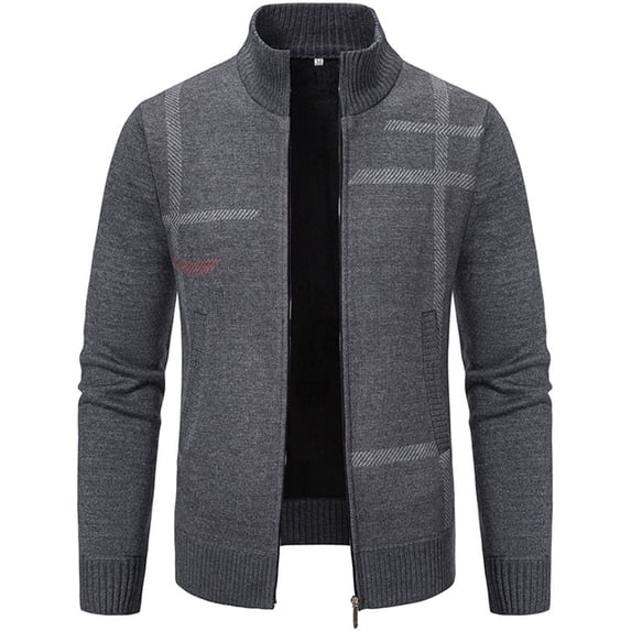 safuny Men's Winter Stand Collar Zipper Sweatshirts Loose Thicken Knitted Sweaters Big&Tall Long Sleeve Cardigans Shirts Workout Warm Jacket Casual Cotton Activewear Gray XXXL