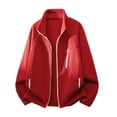 thumbnail image 1 of safuny Men's Winter Warm and Lightweight Thicken Fleece Jacket Casual Full Zip Up Fall Winter Coats with Pockets Red M, 1 of 3