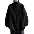 thumbnail image 1 of safuny Men's Winter Workout Warm Pullover Casual Activewear Loose Thicken Knitted Sweaters Big&Tall High Neck Sweatshirts Relaxed Fashion Long Sleeve Basic Tops Shirts Black M, 1 of 3