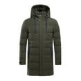 thumbnail image 1 of safuny Men's Winter ffer Jacket Hooded Zip Up Long Coat Water-Resistant Warm Quilted Padded Jackets with Pockets Army Green L, 1 of 4