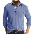 thumbnail image 1 of safuny Men's Workout Pullover Turn Down Collar Quarter Button Sweatshirts Casual Long Sleeve Tees Cotton Lined Winter Loose Basic Tops with Pockets Big&Tall Blue M, 1 of 6