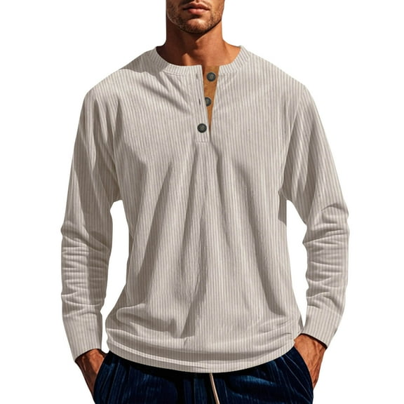 safuny Men's Workout Solid Color Cotton Outwear Long Sleeve Tops Fall Winter Loose Sweatshirts Big&Tall Fashion Casual Corduroy Shirts Button Stand Collar Pullover Beige M