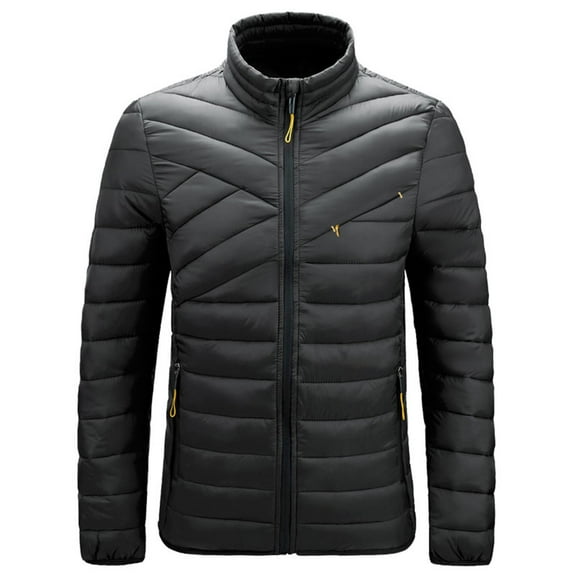 safuny Men's Zipper Cardigan Windproof Insulated Jacket with Hood Long Sleeve Winter Coat Warm Fashionable Casual Outerwear for Everyday Wear Travel Black M