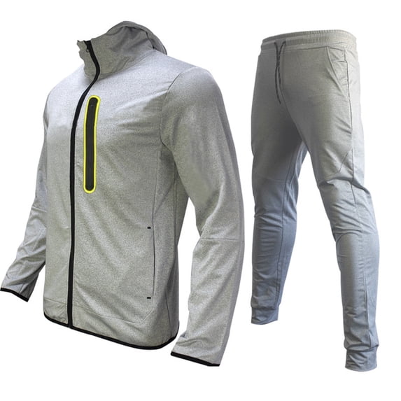 safuny Men's Zipper Up Sweatshirts 2 Piece Hoodie Outfits Windbreaker Color Block Jackets Lounge Sets Long Sleeve Sports Tracksuits Fall Winter Casual Cotton Cardigans Joggers Pants Gray S