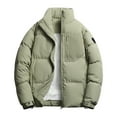 thumbnail image 1 of safuny Men's ffer Jacket Zip Up Stand Collar Warm Thickened Jacket Winter Coats Resistant Windproof Jacket Green XXXL, 1 of 9