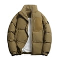 thumbnail image 1 of safuny Men's ffer Jacket Zip Up Stand Collar Warm Thickened Jacket Winter Coats Resistant Windproof Jacket Khaki M, 1 of 3