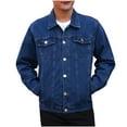 thumbnail image 1 of safuny Mens Classic Lapel Jean Jacket Casual Slim Trucker Cowboy Coat Pocket Front Casual Men Denim Jackets Blue XXXL, 1 of 6