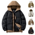 thumbnail image 1 of safuny Mens Hooded Jacket Water Puffer Jacket Full Zip Up Windproof Winter Jacket with Zip Pockets Green L, 1 of 4