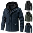 thumbnail image 1 of safuny Mens Hooded Jacket Water Puffer Jacket Full Zip Up Windproof Winter Jacket with Zip Pockets Green L, 1 of 9
