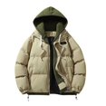 thumbnail image 1 of safuny Mens Hooded Jacket Water Puffer Jacket Full Zip Up Windproof Winter Jacket with Zip Pockets Yellow XXL, 1 of 4
