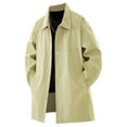 thumbnail image 1 of safuny Mens Mid Long Trench Windbreaker Lapel Trench Coat Fall Windproof Overcoat Casual Breasted Long Jacket Yellow XL, 1 of 2