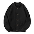 thumbnail image 1 of safuny Mens Peacoats Coats Long Sleeve Crewneck Button up Casual Fall Winter Jackets with Pockets Black XXL, 1 of 5