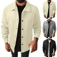 thumbnail image 1 of safuny Mens Sanding Fleece Shacket Button Down Lapel Jacket Casual Long Sleeve Shirts Lightweight Solid Jacket with Flap Pocket Beige L, 1 of 7