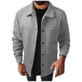 thumbnail image 1 of safuny Mens Sanding Fleece Shacket Button Down Lapel Jacket Casual Long Sleeve Shirts Lightweight Solid Jacket with Flap Pocket Gray XXL, 1 of 7