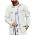thumbnail image 1 of safuny Mens Shirt Jacket Casual Button Down Shirts Lapel Long Sleeve Lightweight Shacket with Pockets White XL, 1 of 5