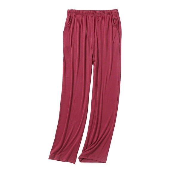 safuny Mens Soft Pajama Pants Elastic Waist Sleep Bottoms Lightweight wear Pjs Pants With Pockets Wine XXXL
