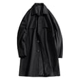 thumbnail image 1 of safuny Mens Trench Coat Breasted Slim Mid Long Lapel Jackets Casual Fall Windbreaker Overcoat Black L, 1 of 8