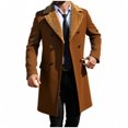 thumbnail image 1 of safuny Mens Trench Coat Double Breasted Notched Lapel Fleece Lined Jacket Slim Fall Winter Fuzzy Pea Coats Warm Overcoat Brown M, 1 of 6