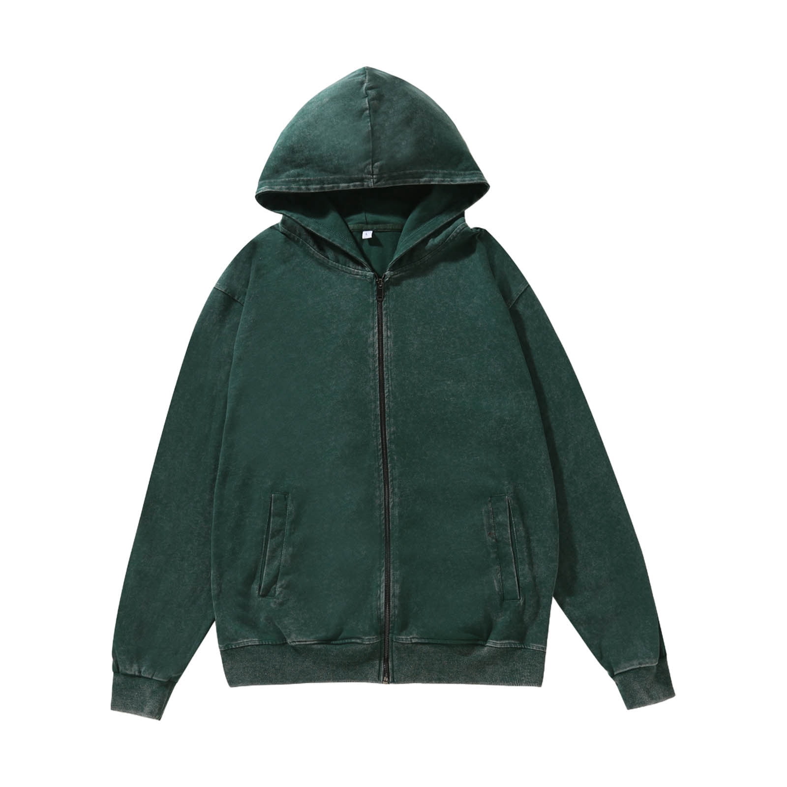 safuny Mens Zip Up Acid Wash Hoodie Vintage Oversized Casual Fall
