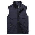thumbnail image 1 of safuny Multiple Pockets Outdoor Sports Photography Jacket for Men Standing Collar Zipper Holiday Fashion Sleeveless Lightweight Athletic Casual Waistcoat Coat Dark Blue, 1 of 2