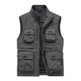 thumbnail image 1 of safuny Multiple Pockets Outdoor Sports Photography Jacket for Men Standing Collar Zipper Holiday Fashion Sleeveless Lightweight Athletic Casual Waistcoat Coat Gray L, 1 of 9