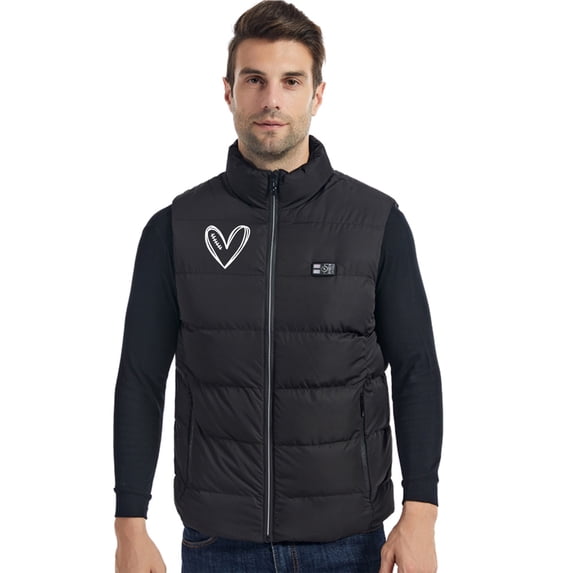 safuny Outdoor Warm Heated Jacket for Men for Riding Skiing Fishing Winter Holiday Sales Fashion Clearance Solid Color Sleeveless Athletic Stand Collar Zipper Up Black