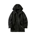 thumbnail image 1 of safuny Overcoat Trench Hoodie Coat for Men Long Sleeve Athletic Fashion Clearance Solid Color Stand Collar Button Outdoor Casual Single-Breasted Holiday Sales Black XXL, 1 of 3