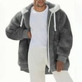 thumbnail image 1 of safuny Oversized Fuzzy Thickening Fleece Jackets For Men Solid Color Zip Hooded Coat Warm Winter Outerwear Dark Gray M, 1 of 6